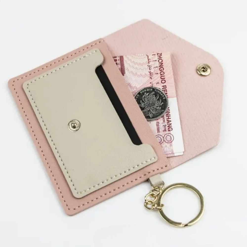 NWT Vegan Leather Two Tone Envelope Flap Card Holder/Keychain - Picture 3 of 4